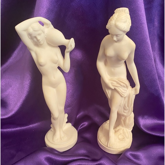 Two/Set Vintage Grecian Style Figurines - 2” base and 9” tall. - Picture 3 of 7